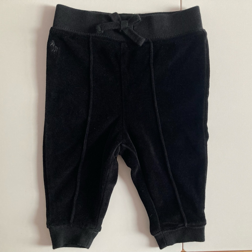 Ralph Lauren Black Velour Jogger Pants